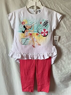 Pl kids 2 pc set graphics T-shirt with ruffled hem & capri size 6X.
